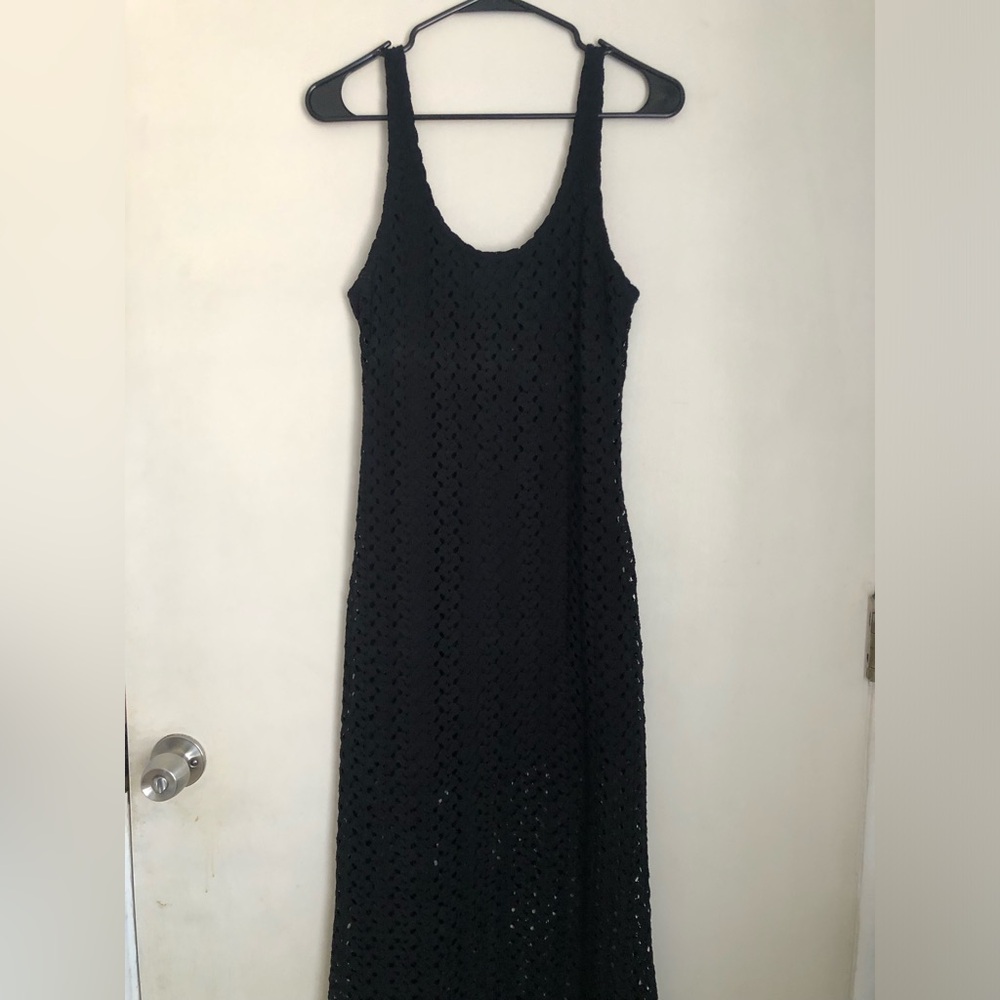 Xhilaration Vintage Black Summer Spring Open Knit Tank Maxi Dress Size large